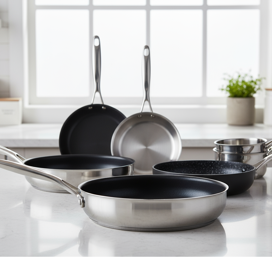 real photo of cooking pans